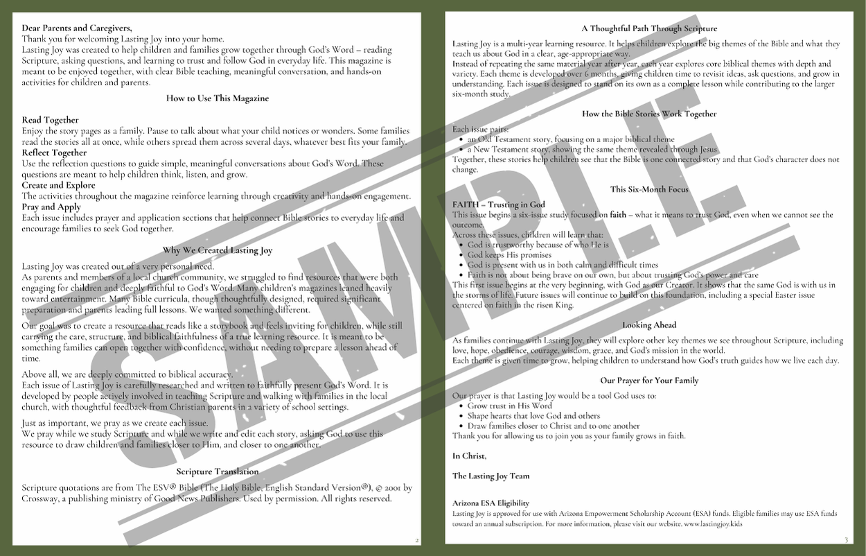 ESA Yearly Devotional Magazine For Kids